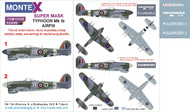 Hawker Typhoon Mk.Ib 2 canopy masks (outside and inside canopy masks) + 3 insignia masks + decals #MXK24069
