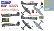 Hawker Typhoon Mk.Ib 2 canopy masks (outside and inside canopy masks) + 5 insignia masks + decals #MXK24070