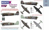  Montex Masks  1/24 Hawker Typhoon Mk.Ib 'Car Door' version 2 canopy mask (inside and outside canopy frame mask) + 3 insignia masks + decals MXK24090