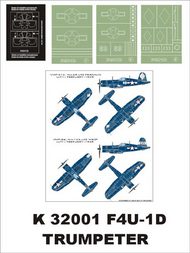 Vought F4U-1D Corsair 2 canopy masks (exterior and interior) + 3 insignia masks #MXK32001