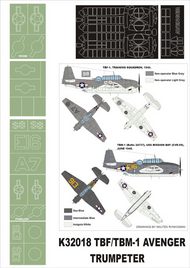Grumman TBf.1C/TBM-1 Avenger 2 canopy masks (exterior and interior) + 5 insignia masks #MXK32018
