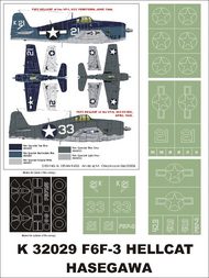 Grumman F6F-3 Hellcat 2 canopy masks (exterior and interior) + 4 insignia masks #MXK32029