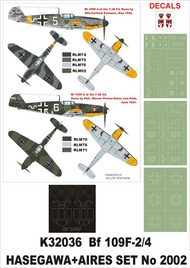 Messerschmitt Bf.109F-2/4 2 canopy masks (exterior and interior) + 3 insignia masks + decals #MXK32036