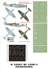 Messerschmitt Bf.109E-3 2 canopy masks (exterior and interior) + 3 insignia masks #MXK32067
