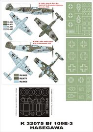 Messerschmitt Bf.109E-3 2 canopy masks (exterior and interior) + 3 insignia masks #MXK32075