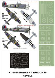  Montex Masks  1/32 Hawker Typhoon Mk.IB 2 canopy masks (exterior and interior) + 3 insignia masks MXK32085