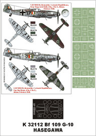Messerschmitt Bf.109G-10 2 canopy masks (exterior and interior) + 3 insignia masks + decals #MXK32112