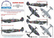  Montex Masks  1/32 Supermarine Spitfire Mk.VIII & Mk.IX 2 canopy masks (exterior and interior) + 3 insignia masks MXK32134