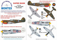  Montex Masks  1/32 Curtiss P-40E Kittyhawk (USAAF & Australia) 2 canopy masks (exterior and interior) + 2 insignia masks MXK32138