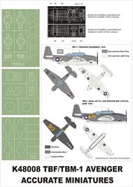 Grumman TBM-1C Avenger 2 canopy masks (exterior and interior) + 3 insignia masks #MXK48008