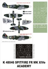  Montex Masks  1/48 Supermarine Spitfire F Mk.XIVe 2 canopy masks (exterior and interior) + 2 insignia masks (designed to be used with Academy kits) MXK48046