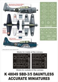 Douglas SBD-4/5 Dauntless 2 canopy masks (exterior and interior) + 2 insignia masks #MXK48049
