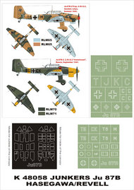  Montex Masks  1/48 Junkers Ju.87B-2 'Stuka' 2 canopy masks (exterior and interior) + 2 insignia masks (designed to be used with Hasegawa and Revell kits) MXK48058