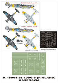  Montex Masks  1/48 Messerschmitt Bf.109G-6 (FINLAND) 2 canopy masks (exterior and interior) + 1 insignia masks MXK48061