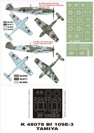  Montex Masks  1/48 Messerschmitt Bf.109E-3 2 canopy masks (exterior and interior) + 2 insignia masks MXK48078