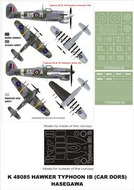  Montex Masks  1/48 Hawker Typhoon Mk.IB 2 canopy masks (exterior and interior) + 2 insignia masks MXK48085
