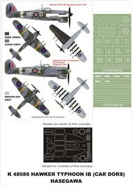 Hawker Typhoon Mk.IB 2 canopy masks (exterior and interior) + 2 insignia masks #MXK48086