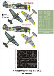  Montex Masks  1/48 Curtiss-Hawk H-75A-3 2 canopy masks (exterior and interior) + 1 insignia masks (designed to be used with Academy and Hobbycraft kits) MXK48089