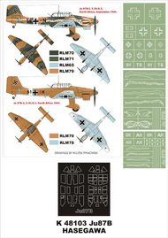 Montex Masks  1/48 Junkers Ju.87B-2 'Stuka' (Snake) 2 canopy masks (exterior and interior) + 3 insignia masks (designed to be used with Hasegawa and Revell kits) MXK48103