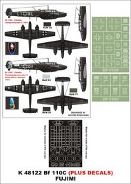  Montex Masks  1/48 Messerschmitt Bf.110C 2 canopy masks (exterior and interior) + 2 insignia masks + decals (designed to be used with Fujimi kits) MXK48122