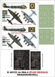 Junkers Ju.88A-4 2 canopy masks (exterior and interior) + 2 insignia masks + decals (designed to be used with Dragon/Revell kits) #MXK48123