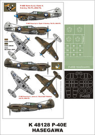 Curtiss P-40E Kittyhawk 2 canopy masks (exterior and interior) + 1 insignia masks + decals #MXK48128