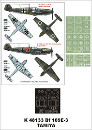  Montex Masks  1/48 Messerschmitt Bf.109E-3 G   Tamiya 2 canopy masks (exterior and interior) + 2 insignia masks + decals MXK48133