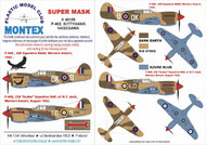  Montex Masks  1/48 Curtiss P-40E Kittyhawk (Desert RAF) 2 canopy masks (exterior and interior) + 2 insignia masks MXK48155