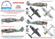  Montex Masks  1/48 Focke-Wulf Fw.190A-8 (snake) 2 canopy masks (exterior and interior) + 2 insignia masks MXK48159