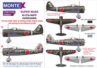  Montex Masks  1/48 Nakajima Ki-27 NATE 2 canopy masks (exterior and interior) + 1 insignia masks MXK48249