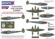  Montex Masks  1/48 Lockheed P-38F Lightning 2 canopy masks (outside and inside canopy masks) + 1 insignia masks + decals (designed to be used with Academy kits) MXK48286