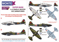  Montex Masks  1/48 Ilyushin IL-2 (single seater) (designed to be used with Academy, Accurate Miniatures, Eduard, Italeri and Revell kits) 2 canopy masks (outside and inside canopy masks) + 1 insignia masks MXK48294