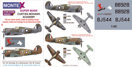  Montex Masks  1/48 Curtiss P-36A/P-36C Mohawk Mk.IV (designed to be used with Academy kits) 2 canopy masks (outside and inside canopy masks) + 1 insignia masks + decals MXK48303