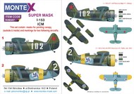 Polikarpov I-153 2 canopy mask (inside and outside canopy frame mask) + 1 insignia masks #MXK48347