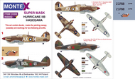  Montex Masks  1/48 Hawker Hurricane Mk.IIB 1 canopy mask (outside canopy frame mask) + 2 insignia masks + decals MXK48352