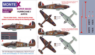 Montex Masks  1/48 Hawker Hurricane Mk.I 2 canopy mask (inside and outside canopy frame mask) + 1 insignia masks + decals[Sea Mk.IB] MXK48358