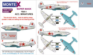  Montex Masks  1/48 Yakovlev Yak-1 2 canopy mask (inside and outside canopy frame mask) + 1 insignia masks + decals (designed to be used with Accurate Miniatures and Eduard kits) MXK48359