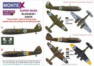  Montex Masks  1/72 Bristol Blenheim Mk.IF Finland Air Force canopy mask (outside) + 1 insignia masks + decals MXK72014
