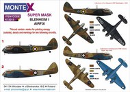  Montex Masks  1/72 Bristol Blenheim Mk.IF RAF 1 canopy mask (outside) + 1 insignia masks + decal MXK72015
