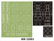  Montex Masks  1/32 Curtiss-Hawk H-75 Hawk (Finland only for SH32016) 2 canopy masks (exterior and interior suitable for all versions) + 1 insignia masks[P-36 H-75A-4 H-75M] MXMM32093