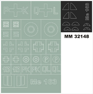  Montex Masks  1/32 Messerschmitt Me.163B Komet 2 canopy masks (exterior and interior) + 1 insignia masks (designed to be used with Meng Model kits) MXMM32148