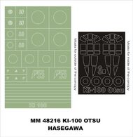 Kawasaki Ki-100 Otsu 2 canopy masks (exterior and interior) + 1 insignia masks #MXMM48216
