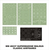  Montex Masks  1/48 Supermarine Walrus Mk.I canopy masks(exterior) + 4 insignia masks (designed to be used with Classic Airframes and Special Hobby kits) MXMM48237