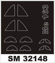 Messerschmitt Me.163B (exterior and interior) canopy masks (designed to be used with Meng Model kits) #MXSM32148
