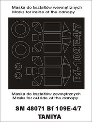  Montex Masks  1/48 Messerschmitt Bf.109E-4 (exterior and interior) canopy masks MXSM48071