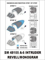 Grumman A-6E Intruder (exterior and interior) canopy masks (designed to be used with Revell/Monogram kits) #MXSM48105