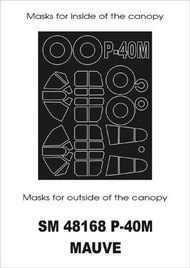  Montex Masks  1/48 Curtiss P-40M (exterior and interior) canopy masks (designed to be used with Mauve kits) MXSM48168