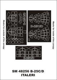  Montex Masks  1/48 North-American B-25C/D Mitchell (exterior and interior) canopy masks (designed to be used with Italeri kits)[North-American B-25C North-American B-25D] MXSM48256