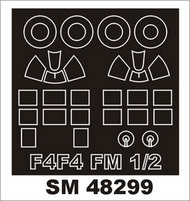 Grumman F4F-4, FM-1, FM-2 Wildcat (exterior and interior) canopy masks #MXSM48299