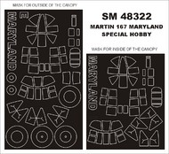  Montex Masks  1/48 MARTIN 167 MARYLAND (exterior and interior) canopy masks MXSM48322